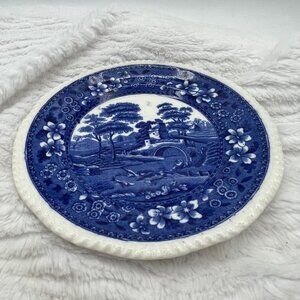 Antique Copeland Spode Tower Flow Blue Plate England Gadroon Rim 7.5 Inch